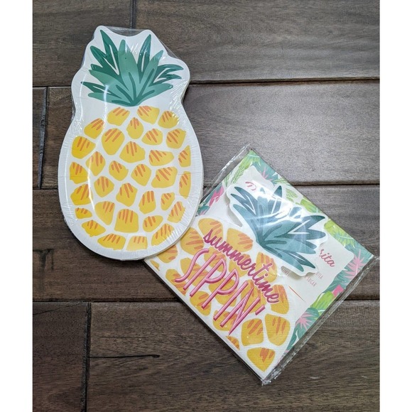 New set lot pineapple napkin plate paper summer party celebration pool beach - Picture 1 of 3